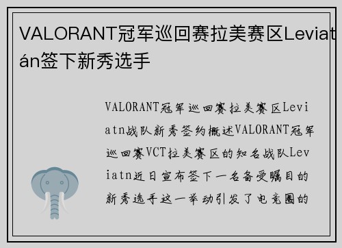VALORANT冠军巡回赛拉美赛区Leviatán签下新秀选手