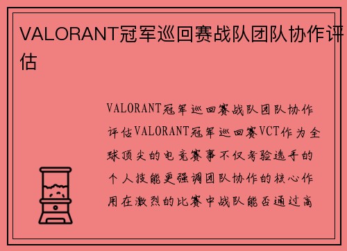 VALORANT冠军巡回赛战队团队协作评估