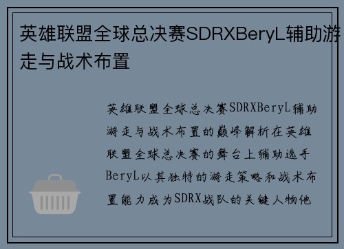 英雄联盟全球总决赛SDRXBeryL辅助游走与战术布置